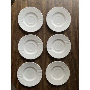 Harmonia Spain Lot Of 6 Milk Opal Glass Saucers White 6.25 in Vintage Excellent